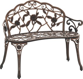 Outsunny Bancă de grădină 2 locuri din metal, bancă în stil retro, bancă de parc cu model floral 100 x 54 x 78 cm, Bronz | Aosom Romania