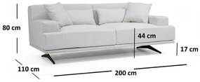 Canapea Fixa cu 2 Locuri Bentley, 200 x 80 x 110 cm