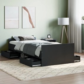 3203797 vidaXL Cadru de pat cu tăblie de cap și picioare, negru, 100x200 cm