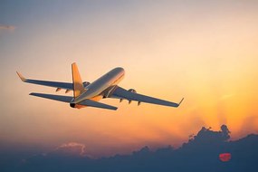 Ilustrație Passenger airplane flying above clouds during, Michal Krakowiak