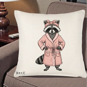Perna Decorativa Albinuta Kawaii Vesela, 40x40 cm, Crem Reliefat, Husa Detasabila, Perna Inclusa, BEKZ®