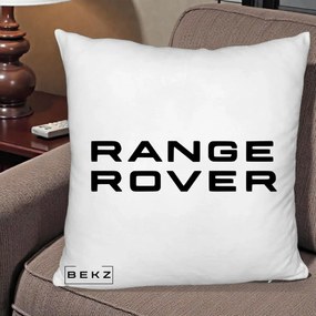 Perna Personalizata cu emblema Range Rover, 40x40 cm, Alb Pufos, Husa Detasabila, Perna Inclusa, BEKZ®