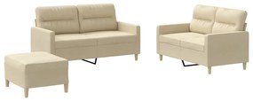3201578 vidaXL Set de canapele cu perne, 3 piese, crem, textil