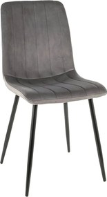 Scaun tapitat stofa catifelata ALAN, gri/negru, 45x39x91 cm