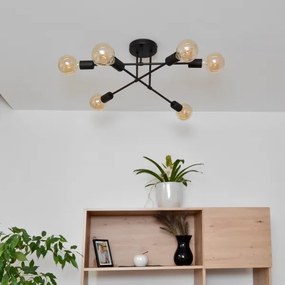 LED Lustră aplicată CAMBRIDGE 6xE27/8W/230V neagră