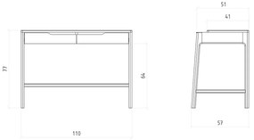 Masă de machiaj din lemn de stejar 57x110 cm Twig – The Beds