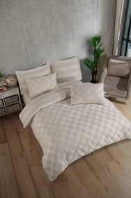 Set lenjerie pat KARELI SATEN, bej, bumbac/poliester, 200x220 cm, cu c