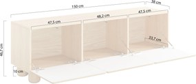 Comodă TV Arlo 150 cm cu trei uși - stejar Vicenza