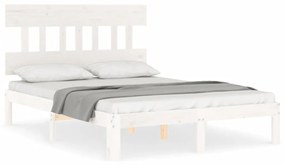 3193592 vidaXL Cadru de pat cu tăblie, alb, 120x200 cm, lemn masiv