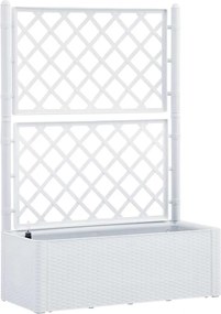 vidaXL Strat înălțat grădină cu spalier și sistem automat udare, alb