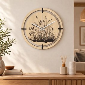 SENTOP | Ceas din lemn cu motiv floral | MARIN