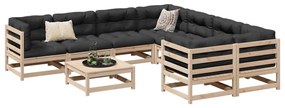 3299370 vidaXL Set canapea de grădină cu perne, 9 piese, lemn masiv de pin