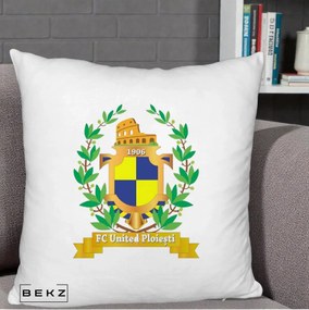 Perna Personalizata FC United Ploiesti 1906 Fotbal, 40x40 cm, Alb Pufos, Husa Detasabila, Perna Inclusa, BEKZ®