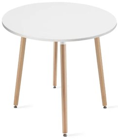 OFERTA Masă de dining rotunda albă KAMI 80x80 cm Calitate II