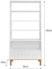 Biblioteca Toteme botanic alb/stejar H183 cm