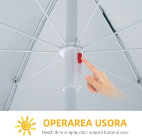 Outsunny Umbrelă de Plajă cu Perdea Laterală, Săculeți pentru Nisip și Țăruși, Ø220x220 cm, Albastru | Aosom Romania