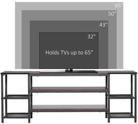 Mobilier pentru TV pentru televizoare de pana la 65 inchi, stil industrial cu rafturi de depozitare, maro si negru HOMCOM | Aosom RO