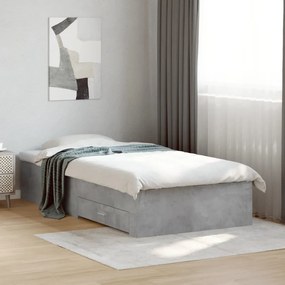 vidaXL Cadru de pat cu sertare, gri beton, 90x190 cm, lemn prelucrat