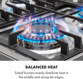 Klarstein Ignito 4 Zonen, plită pe gaz, 4 arzătoare Sabaf, oțel inoxidabil, argintiu