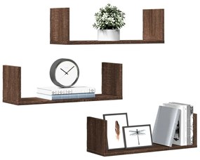 vidaXL Rafturi de perete 3 buc. stejar maro 58x18x18 cm lemn prelucrat