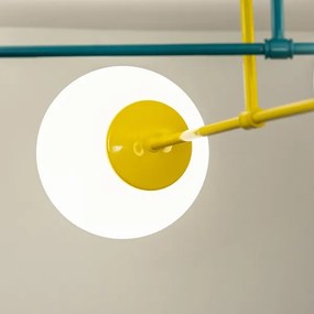 Lustru aplicat MOON, 4xE27/15W/230V, turcoaz/galben