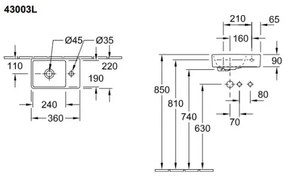 Villeroy & Boch AVENTO - lavoar suspendat 36x22 cm ceramică/alb - 43003L01