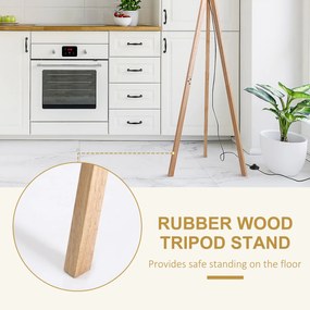 HOMCOM Modern Design Three Legged Floor Lamp Vertical Decoration Lamp, Bedroom and Office,  Beige Lampshade  HOMCOM Lampada da terra treppiede in legno con lampadine E27 moderno per camera ufficio paralume beige Ф45 x 152cm