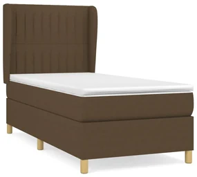 3128640 vidaXL Pat box spring cu saltea, maro închis, 80x200 cm, textil