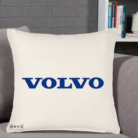 Perna Personalizata cu emblema Volvo, 40x40 cm, Crem Reliefat, Husa Detasabila, Perna Inclusa, BEKZ®