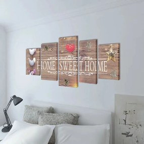 241592 vidaXL Set tablouri din pânză cu imprimeu Home Sweet Home, 100 x 50 cm