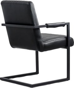 Scaun vizitator negru OFF 834 din piele ecologică cu mânere metalice și cadru vopsit