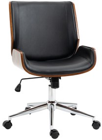 Vinsetto Scaun de birou Vintage, căptușit, din piele ecologică, lemn și oțel, 53x60x86-96 cm, negru și maro închis | Aosom Romania