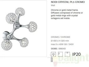 Aplica de perete moderna, finisaj cromat, NODI CRYSTAL PL5 098043