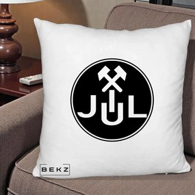 Perna Personalizata JUL Jiul Lupeni Fotbal, 40x40 cm, Alb Pufos, Husa Detasabila, Perna Inclusa, BEKZ®
