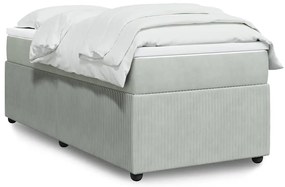 vidaXL Pat box spring cu saltea, gri deschis, 90x190 cm, catifea