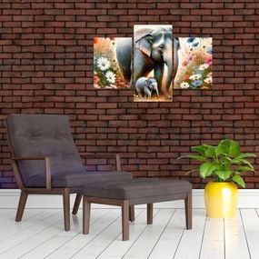 Tablou - Mama elefant, acuarelă (90x60 cm)