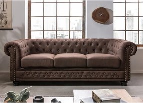 Canapea clasica stil englezesc Chesterfield II 3 locuri, maro vintage