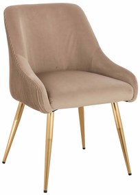 HR920 Scaun cu picioare aurii Latte din Catifea