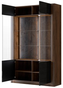 Vitrină Kassie Typ 12 (negru lucios + nuc columbia) (cu iluminat). 1108361