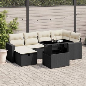 3274816 vidaXL Set canapele de grădină cu perne, 7 piese, negru, poliratan