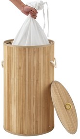 Juskys Coș de rufe din bambus Curly Round - natural