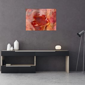 Tablou pe sticlă - Profilul feței feminine (70x50 cm)
