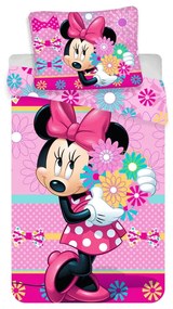 Lenjerie de pat pentru copii din bumbac pentru pat de o persoană 140x200 cm Minnie – Jerry Fabrics