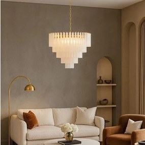 Lustra suspendata metal auriu, sticla alba GORDON 80