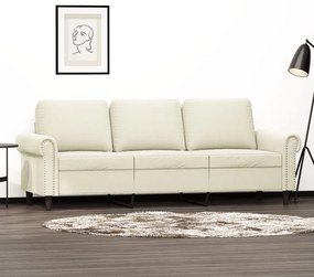 Canapea cu 3 locuri, crem, 180 cm, catifea