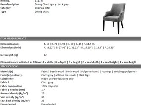 Scaun elegant design LUX Legacy, clarck grey 111737 HZ