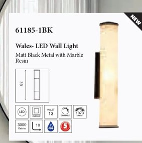 Aplica LED de perete baie metal negru Wales