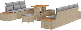 vidaXL Set de canapele pentru grădină cu pernă 10 pcs Bej Rattan poli