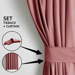 Draperie roz dimout (semi-opacă) din catifea 140x270 cm Eyelets – Restilo
