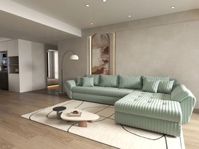 Colțar extensibil dumonde cu ladă de depozitare si sezut confortabil din spuma high-density, Loana XL Ambience Mint II 335x185 cm